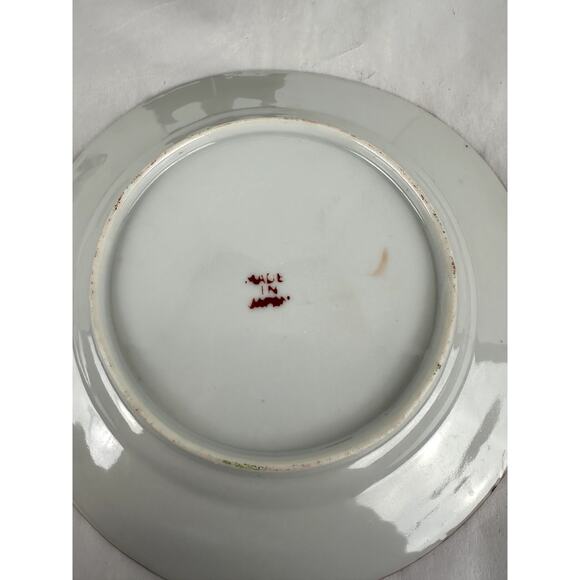 Japanese Antique China Two 7 In. Plates Geisha Floral Structures 1921-1941 - Picture 3 of 9